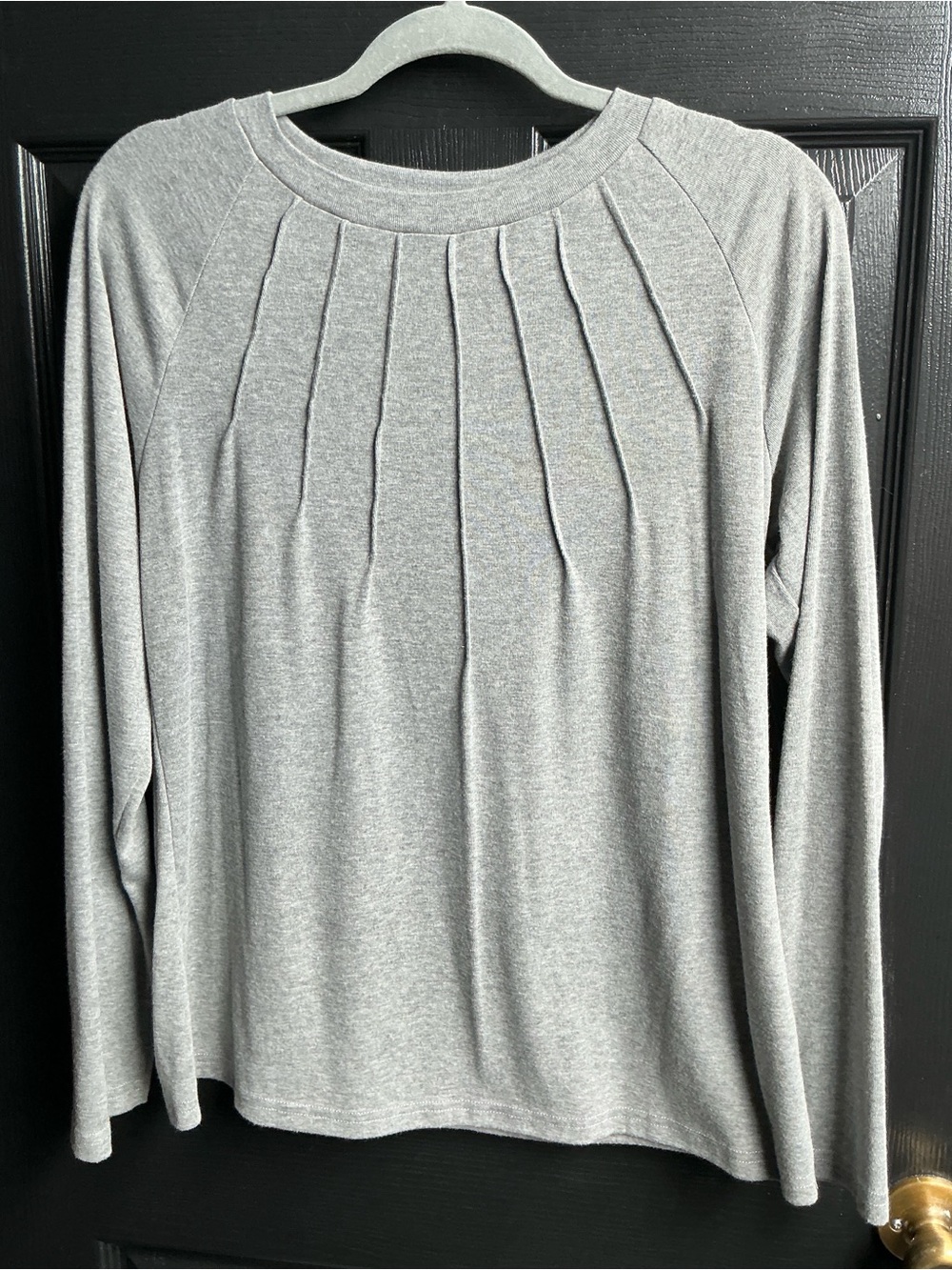 Amazon Gray Pleated Front Long Sleeve Tee